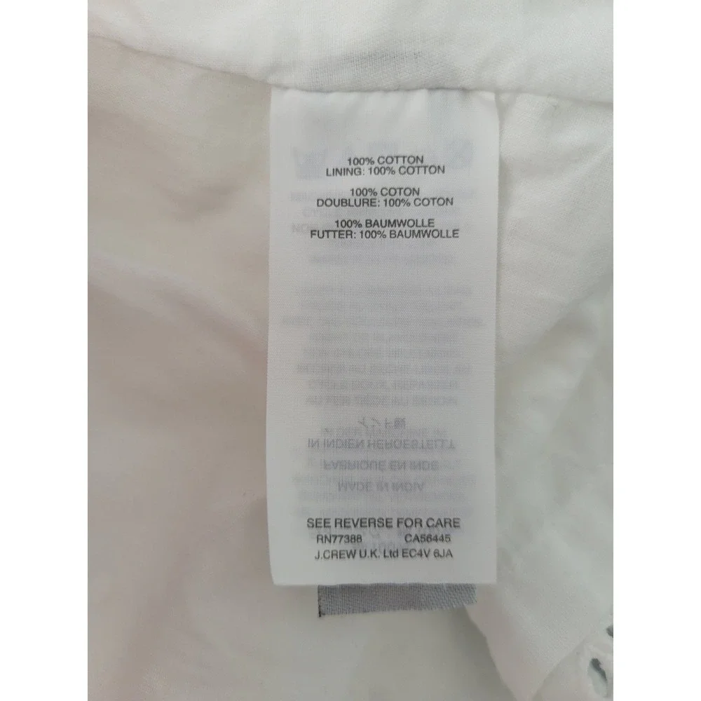 J Crew White Eyelet Cotton Sleeveless Button Front Midi Dress Cottagecore 10